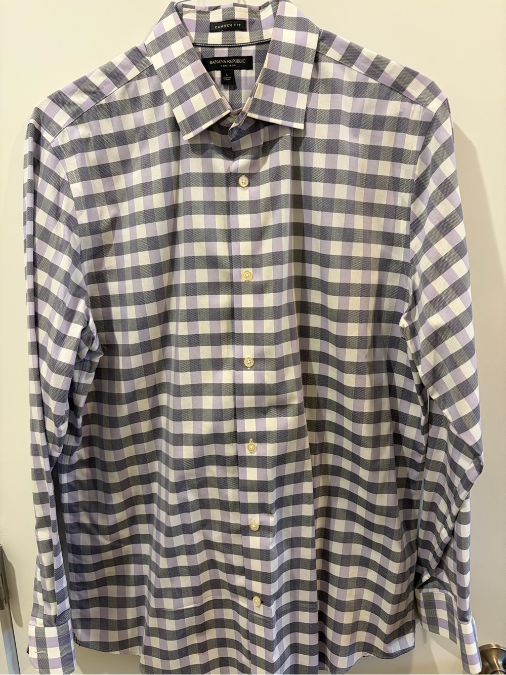 Banana Republic Lavender and Gray Gingham Dress Shirt
